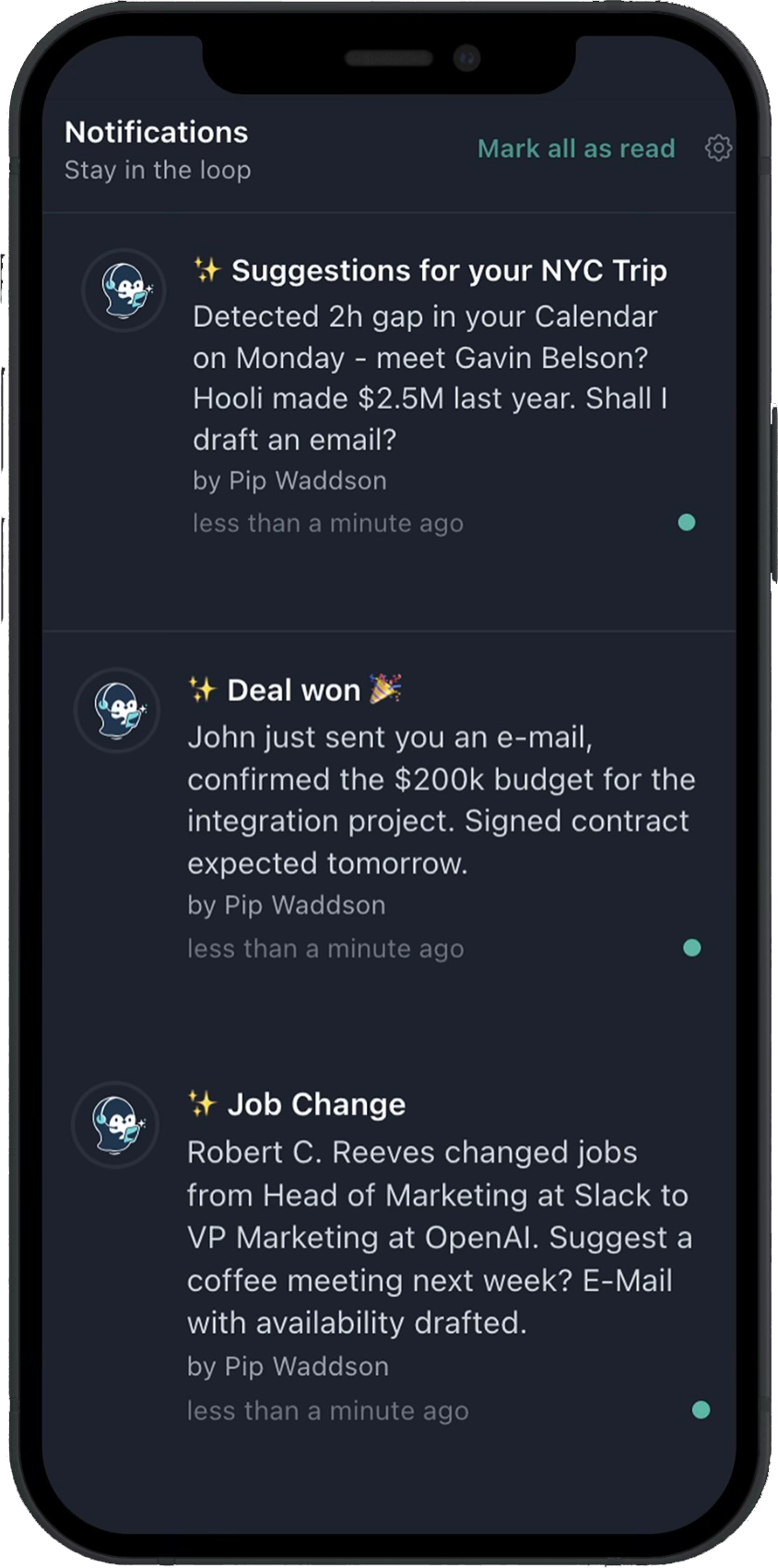Vendis conversational interface for natural sales updates